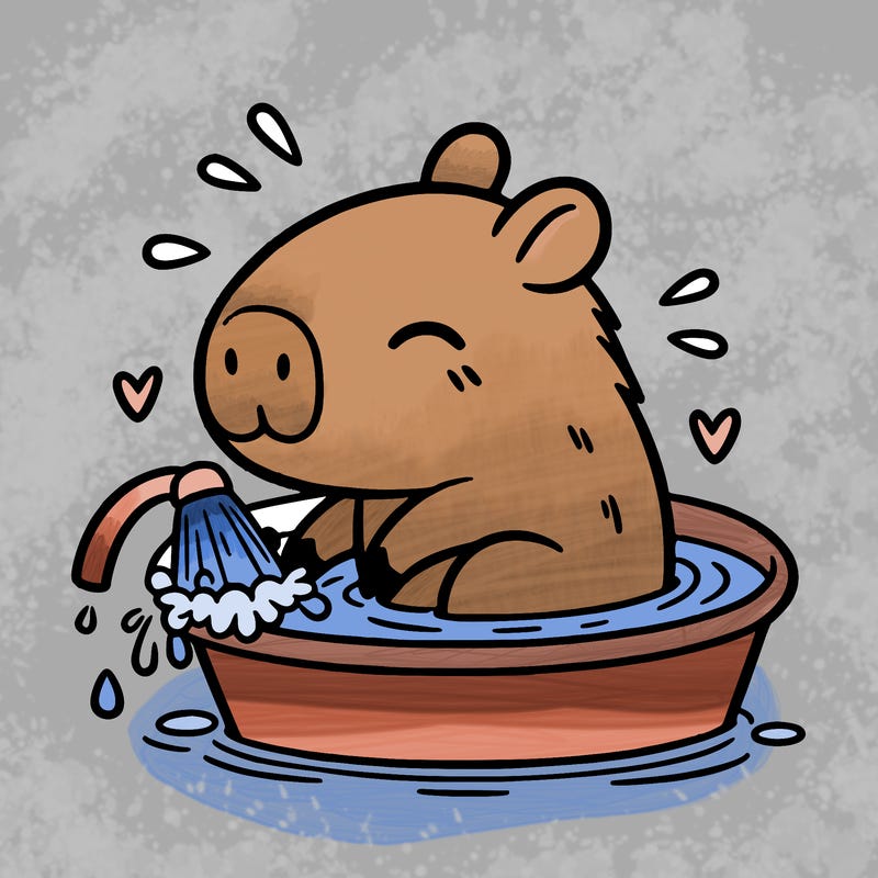 capybara taking a bath