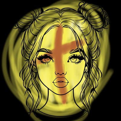 realistic girl with two buns in hair and lips