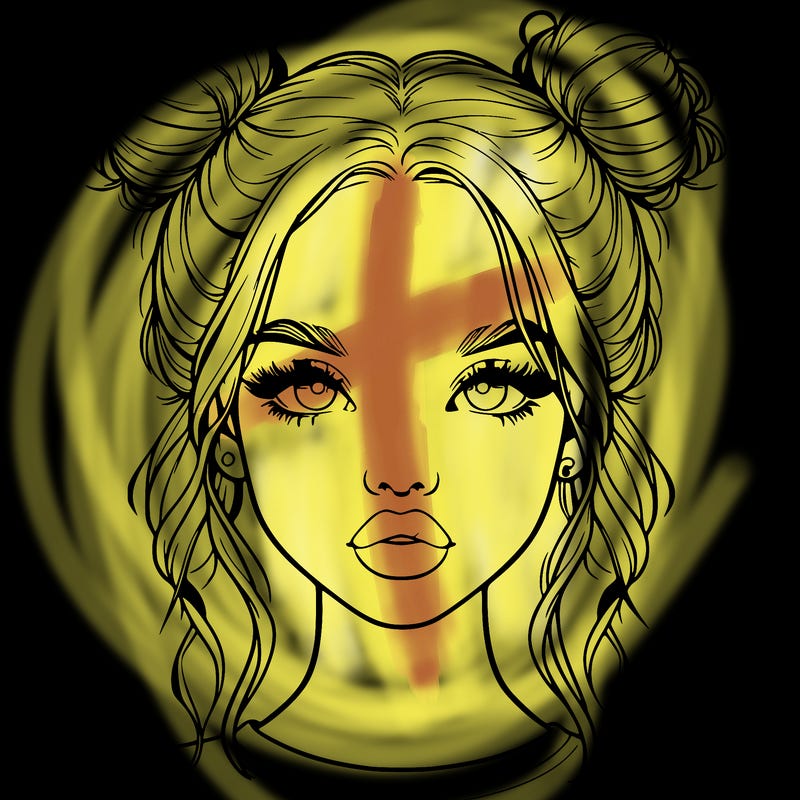 realistic girl with two buns in hair and lips