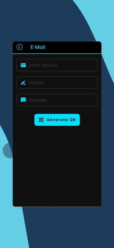 QR Verse - QR Code Generator - QR Verse app interface for generating an email QR code