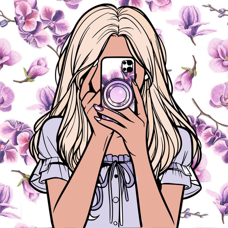 a realistic girl holding her phone taking pictures