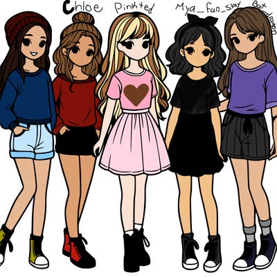 a group of five girls