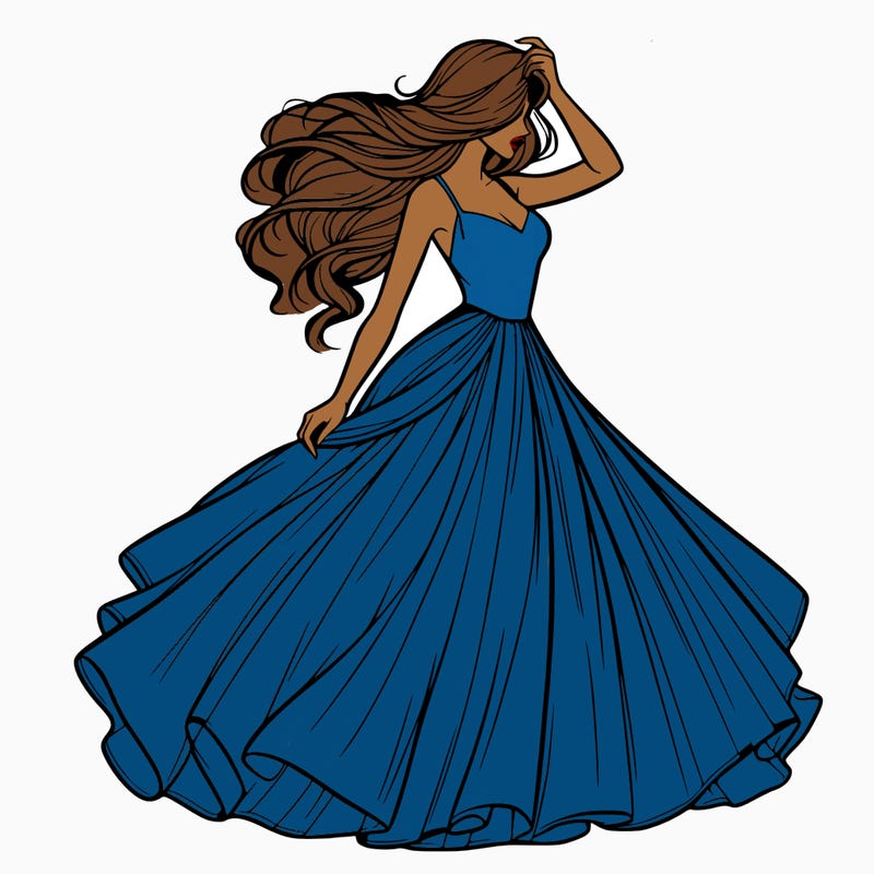 realistic woman with dress flowing in the wind