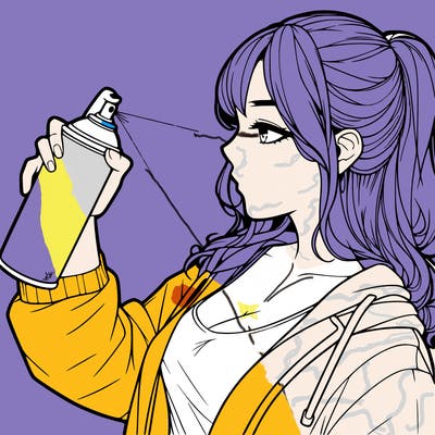 a realistic girl spray, painting