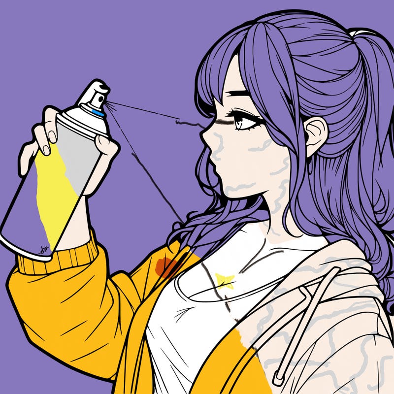 a realistic girl spray, painting