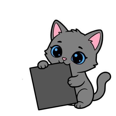 a small cat with a blank sheet of paper in its hand. the cat is sooooooo cute!