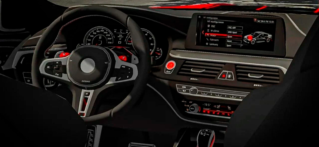 Close up of a realistic car interior and dashboard in Car Parking Multiplayer