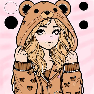 realistic girl in a animal pjs hoodie