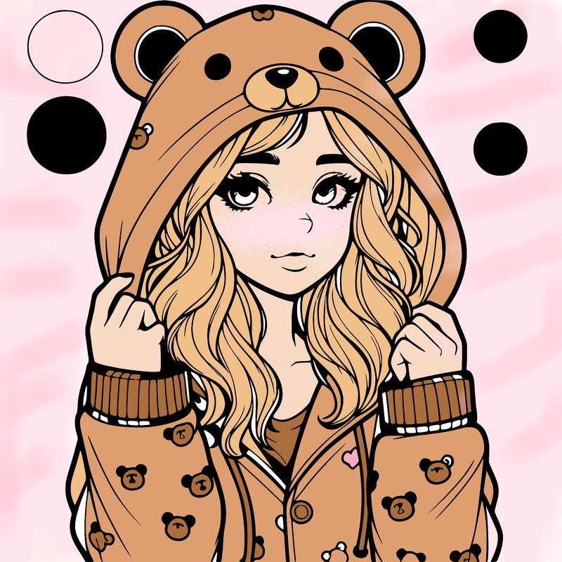 realistic girl in a animal pjs hoodie