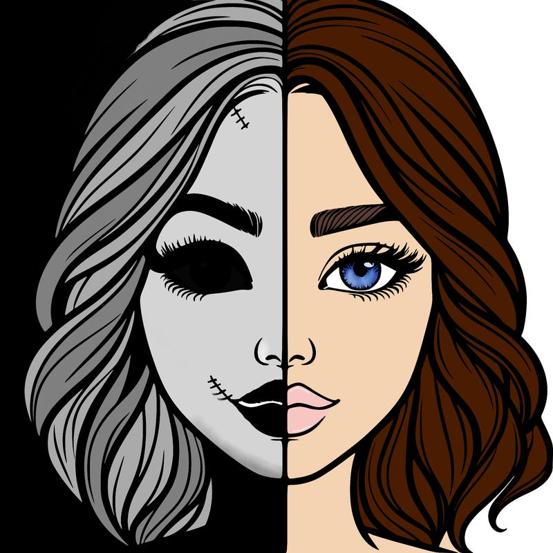 realistic girl split half