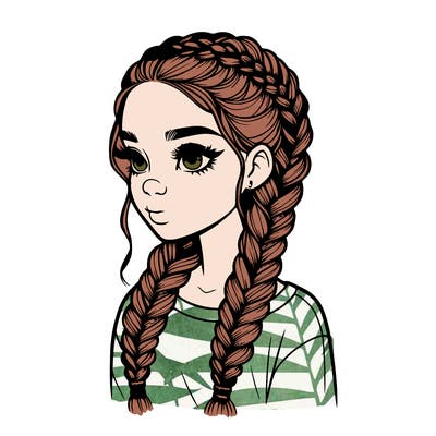 realistic girl with braids