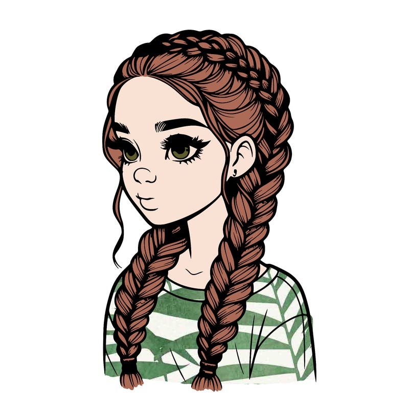 realistic girl with braids