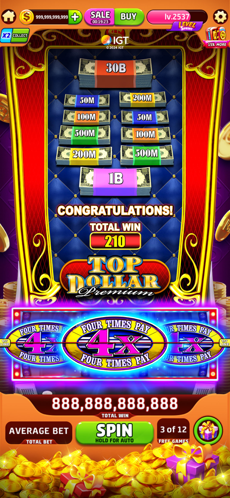 Juego de casino Jackpot Crush con la máquina tragaperras IGT Top Dollar Premium con bonos de efectivo de grandes ganancias