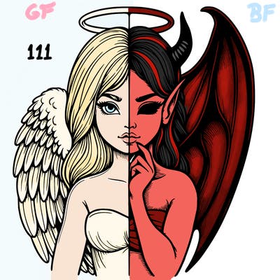 realistic angel half demon