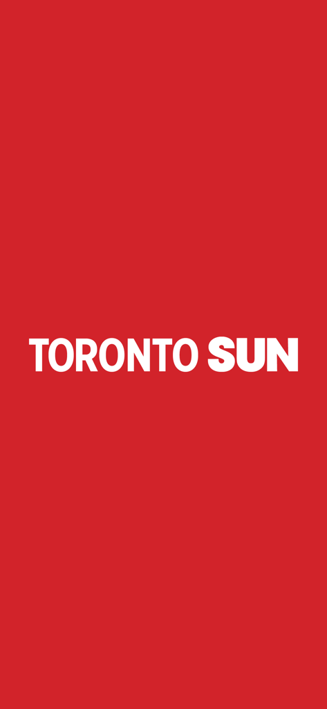 Toronto Sun - Toronto Sun mobile app splash screen featuring white text on a solid red background