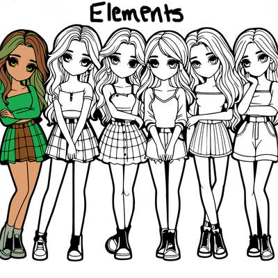 a group of girls realistic