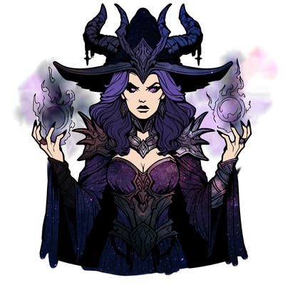 realistic evil sorceress fantasy chaos