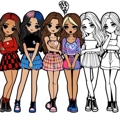 a group of girls realistic