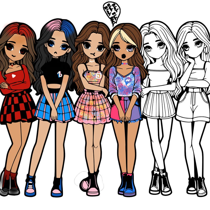 a group of girls realistic