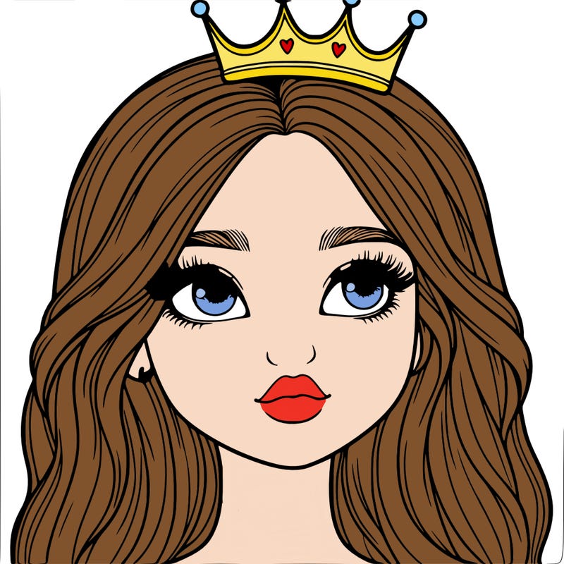 a realistic girl with a crown on