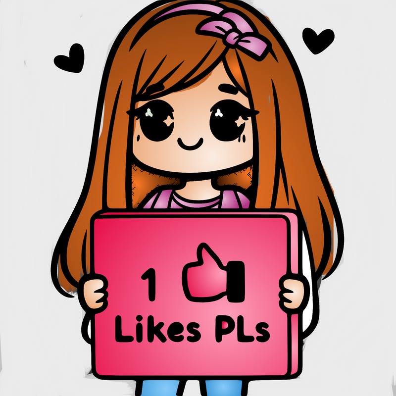 girl holding a sign saying 10 likes pls