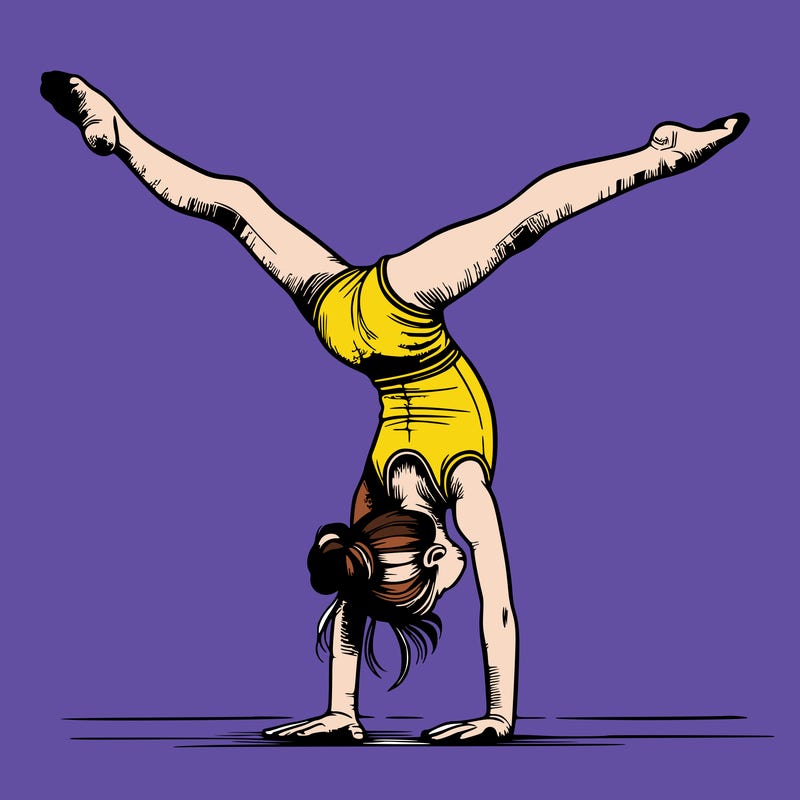 realistic gymnastic hand stand girl in four splits