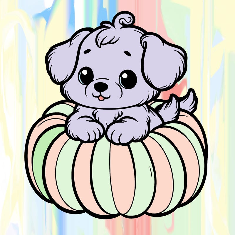 cute little puppy in a pumpkin
