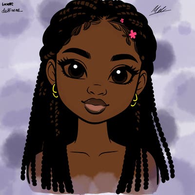 a realistic black girl with braids