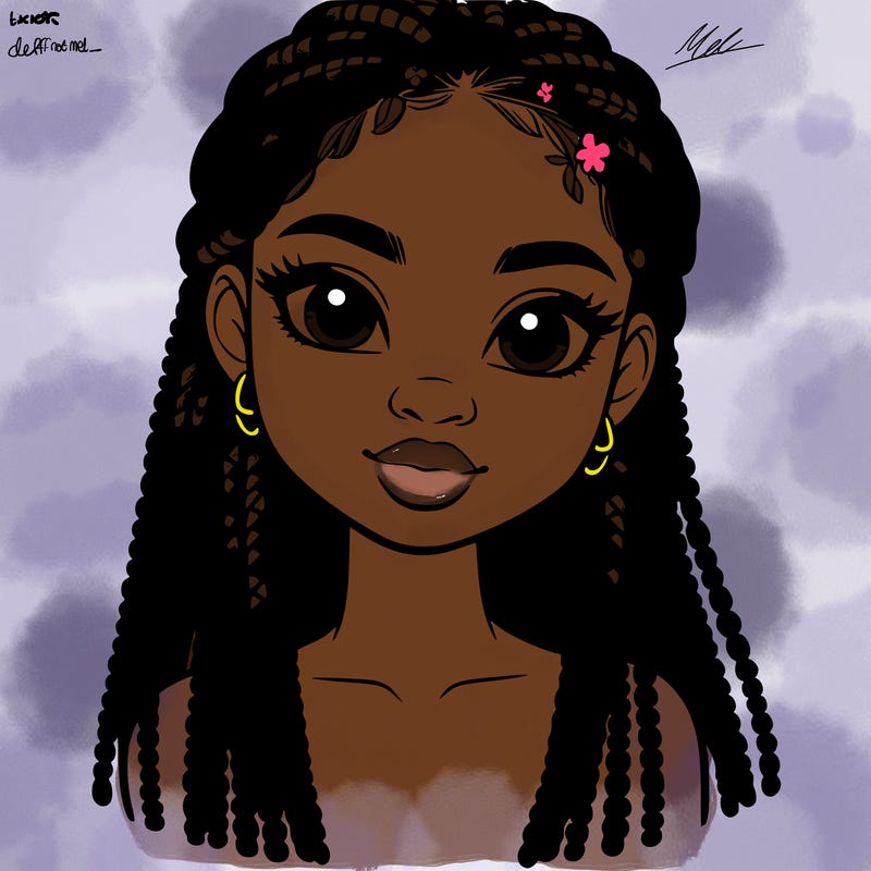 a realistic black girl with braids