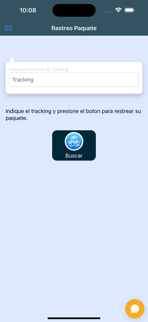 Extreme Paq - Interface of the Extreme Paq app for tracking packages with a search field and a Buscar button