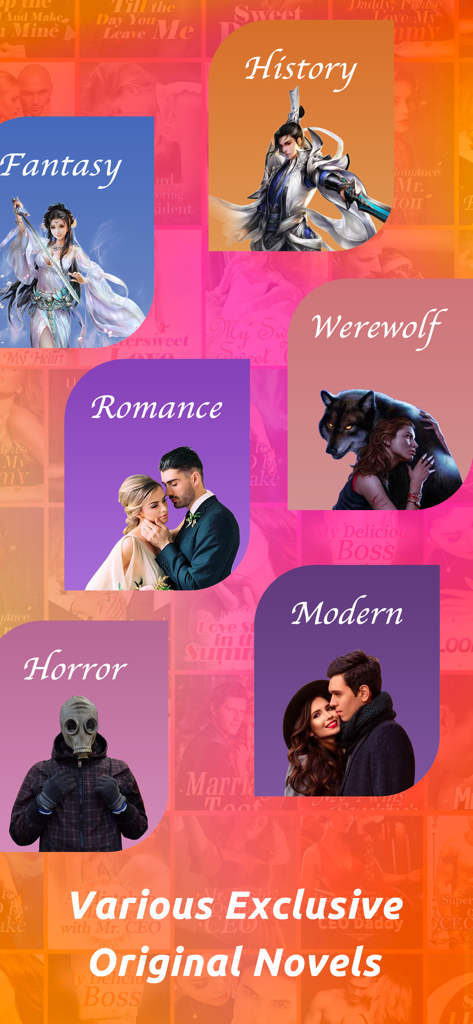 FoxNovel-Read & Story Books - FoxNovel app screen showing book genres like Romance Werewolf Fantasy and Horror