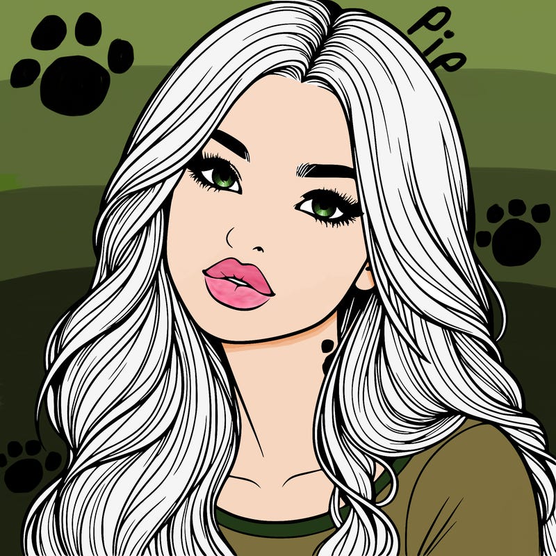 realistic girl with hair on her hair and lips