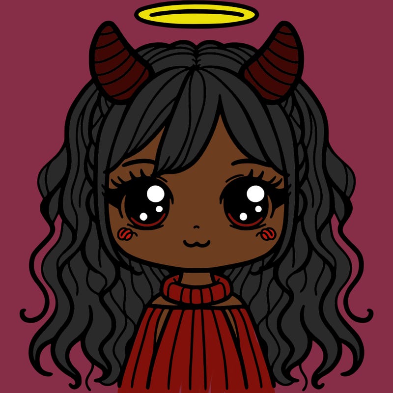 girl with horns and halos