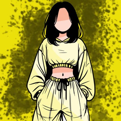 realistic girl faceless with baggy pants and a crop top