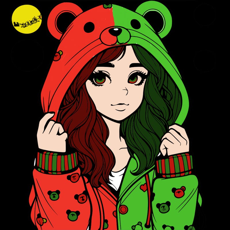 realistic girl in a animal pjs hoodie