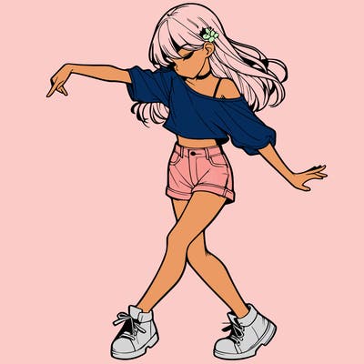 realistic girl danceing