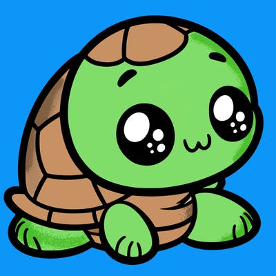 cute little animated turtle