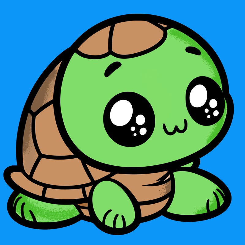 cute little animated turtle