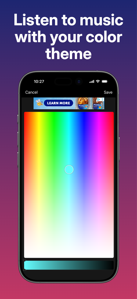 Trending Music Player - Trending Music Player app screen showing a color picker for theme customization