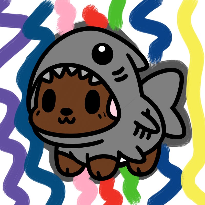 cute dog wearing a shark costume