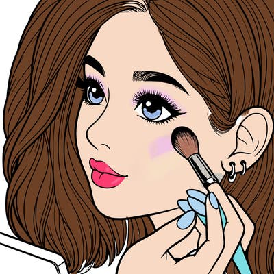 a realistic girl doing her makeup