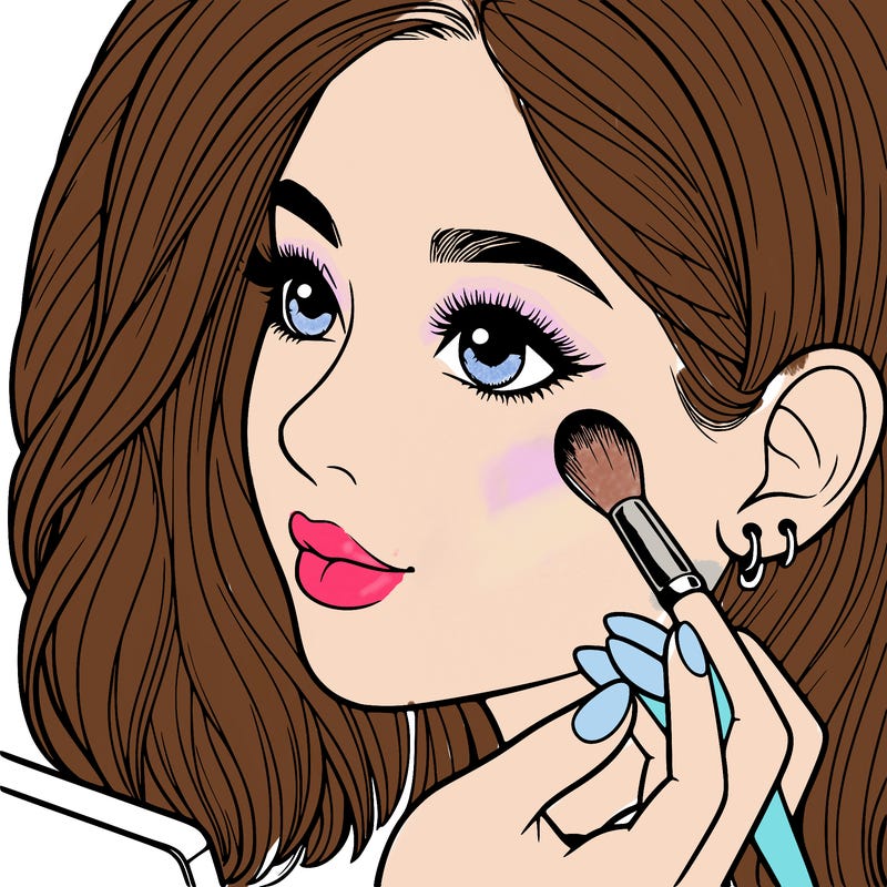 a realistic girl doing her makeup