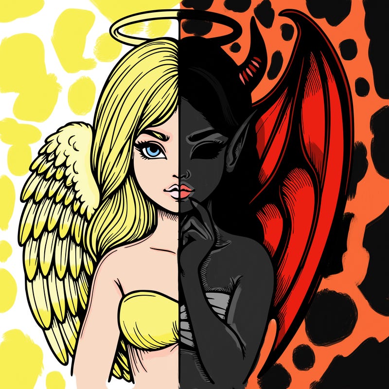 realistic angel half demon