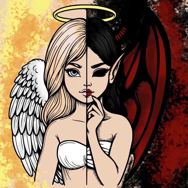 realistic angel half demon