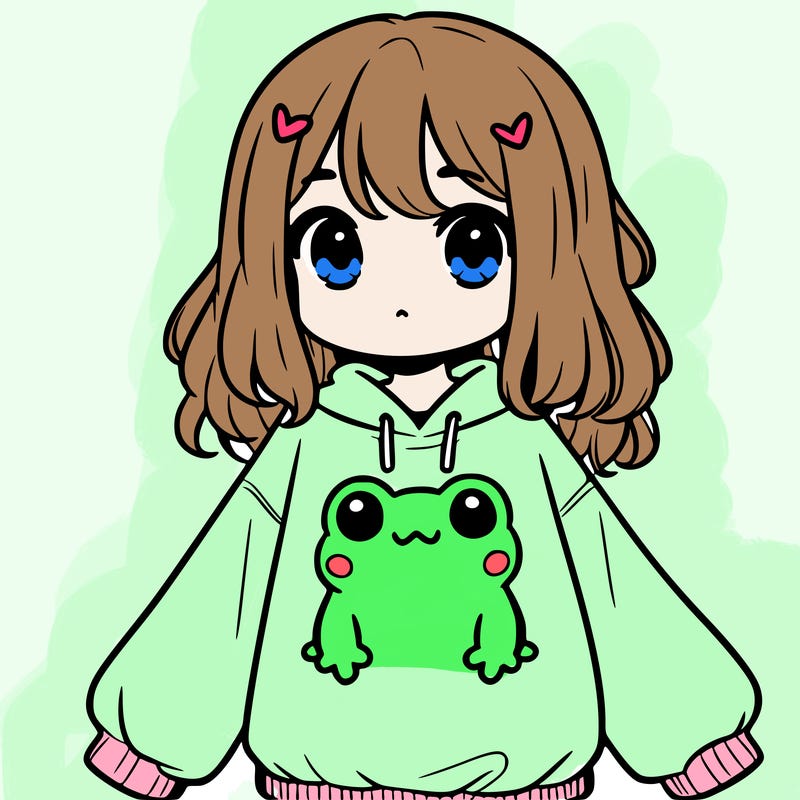 girl wearing frogging sweatshirt