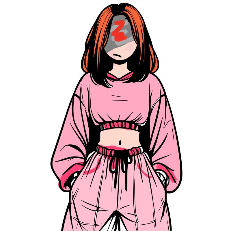 realistic girl faceless with baggy pants and a crop top