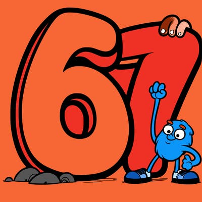 a giant 67 number