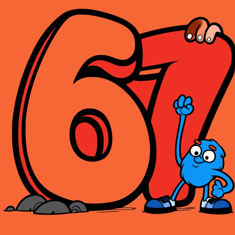a giant 67 number