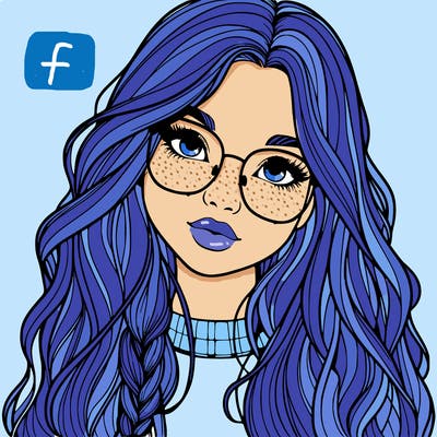 girl with long hair and freckles and glasses realistic