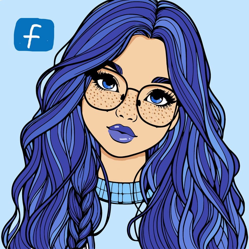 girl with long hair and freckles and glasses realistic